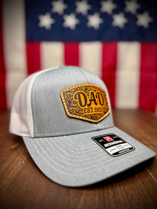 Dad Hat, Dad year established hat, Father’s Day Hat, Leather patch hat, Dad Hat, Dad cap, Custom Leather Patch Hat, Sewn Leather Patch hat,